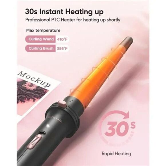5 in 1 Curling Iron,Curling Wand Set with Curling Brush and 4 Interchangeable - Picture 5 of 7